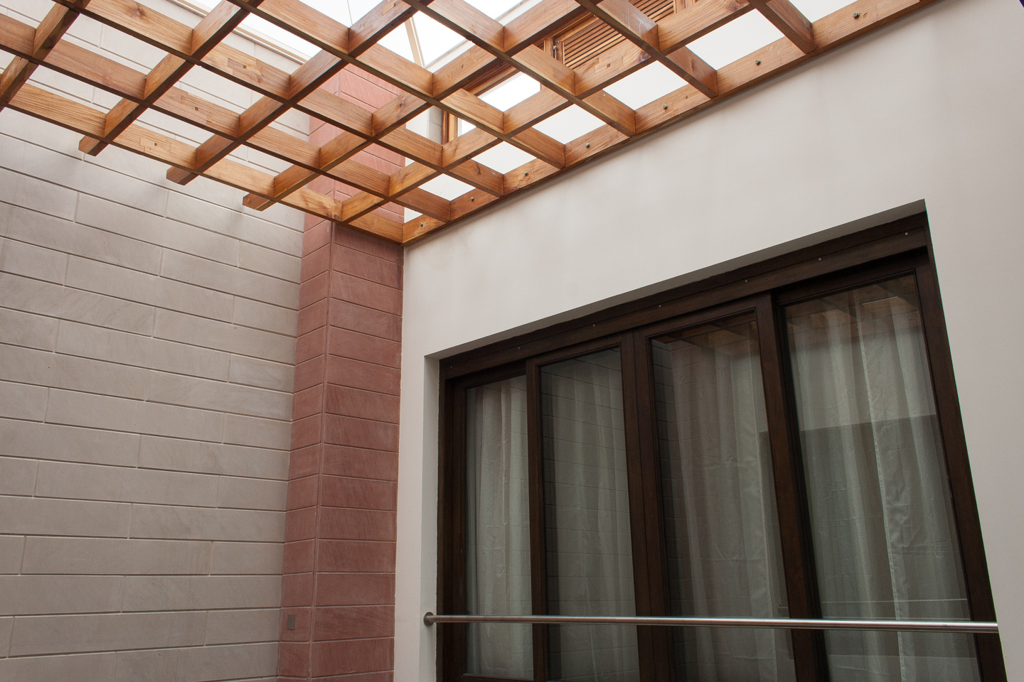 The courtyard with trellis and skylight