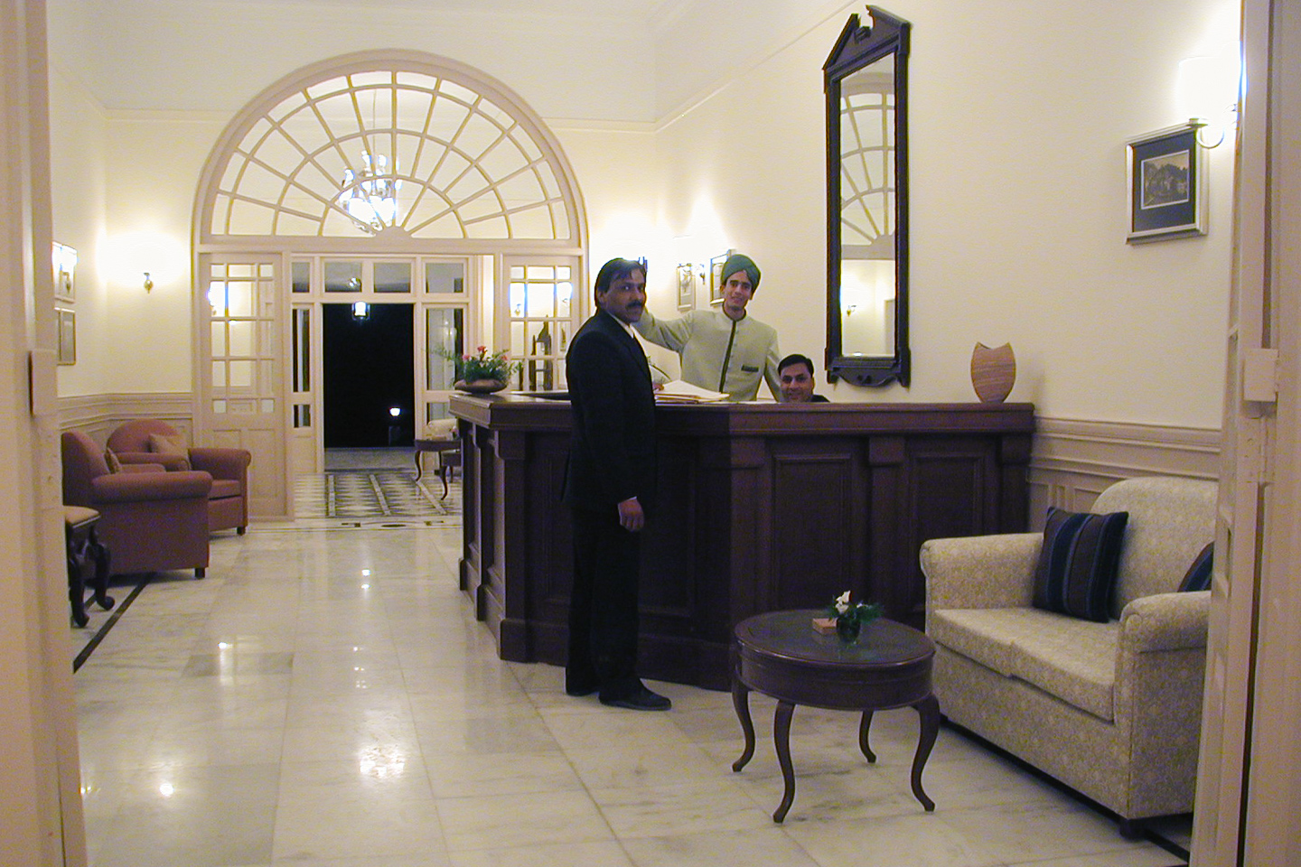 The reception desk in the lobby.